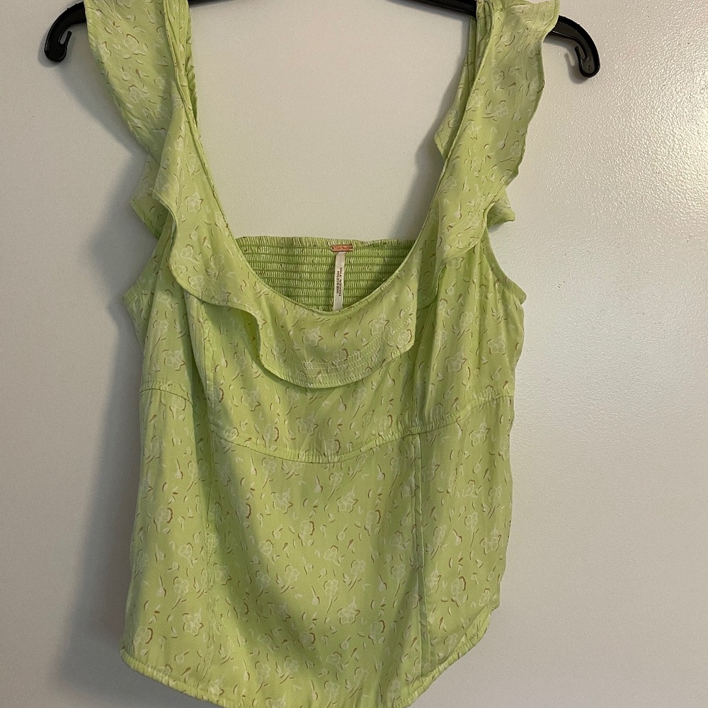 free people light green ruffle top chic